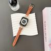 Para Apple Watch 678910 Geração 42mm 46mmD Palavra Fivela de Aço de Linha Dupla Pulseira de Couro com Estampa de Palma
