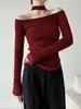 Top de punto con cuello halter estilo francés inspirado en Hong Kong, estilo Té Rojo, Cumpleaños, Compromiso, Navidad, Año Nuevo, Suéter Sexy Rojo Angora