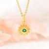 Collar geométrico dorado redondo con forma de O de ojo de diablo para mujer, colgante de cobre con microincrustaciones de circonita y girasol, joyería