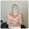 Bolso de hombro retro estilo Y2K para mujer, diseño de nicho coreano con un lazo, bolso de lona casual y versátil de gran capacidad