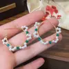 Pendientes Redondos Geométricos de Perlas para Oreja con Gancho Grande, Pendientes de Anillo Grande Delicados, Pendientes Simples