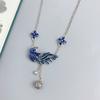 Collar con borla de fénix y cadena de clavícula de plata 925 para mujer, combinable con todo, estilo retro, colgante personalizado atmosférico, joyería, regalo de cumpleaños