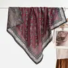 Bufanda cuadrada de terciopelo colorida de 90 cm con estampado floral para mujer para otoño e invierno, chal de playa para vacaciones de color contrastante por ambos lados, bufanda cálida
