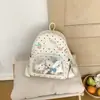 Nova Mochila Transparente com Bolso de Bolinhas e Gatinho Estilo Coreano para Alunos do Ensino Médio e Estilo Pai e Filho, Mochilas Femininas Atacado