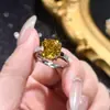 Brillante Estrella Gloria Amarillo Diamante Circonita Base Octagonal Corte Milenio Rosa Anillo Abierto Pendiente para Mujer Colgante Traje