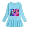 Kpop Caçadora Grupo Feminino Vestido de Bebê para Primavera e Outono Desenho Animado Babado Manga Longa Malha Elegante Princesa Saia Pregueada