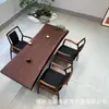 Mesa de Chá Grande em Madeira Maciça de Nogueira Preta das Américas Mesa de Jantar Retangular para Casa Mesa de Conferência para Escritório Moderna Simples de Luxo Leve