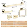 Rack de Armazenamento de Banheiro Popular Transfronteiriço em Aço Inoxidável Conjunto de Cinco Peças Suporte para Toalhas e Papel Higiênico Gancho Conjunto de Racks de Armazenamento Quadrados