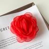 Pinza para el Cabello de Camelia Pequeña Fragante de Malla Estéreo de Hada Estilo Bosque de Otoño Pinza de Pato de Hada Tocado en la Parte Posterior de la Cabeza