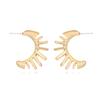 ZA aretes huecos en forma de C de estilo lujoso ligero exagerado, diseño retro, aretes de aro de aleación, aretes nuevos europeos y americanos para mujer