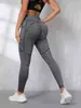Novo Europeu e Americano Cross-border Pocket Hip Fitness Leggings Pêssego Hip Yoga Calças de cintura alta nu calças justas esportivas