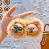 Llavero Colgante Bola de Pelo Capibara Lindo de Dibujos Animados Colgante para Mochila de Pareja Llavero de Felpa Regalo Venta al por Mayor