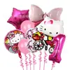 Kitty de Dibujos Animados Transfronterizo Hello Kitty Rosa Rosa Lazo Digital Película de Aluminio Lentejuelas de Cumpleaños Globo de Látex Set