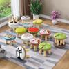 Taburete bajo Taburete hongo Tela Taburete pequeño Madera maciza Taburete para sofá Taburete para mesa de café Hogar Taburete para cambiar zapatos Animal infantil Adulto