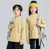 Camiseta térmica básica para niños, camiseta de estudiante de manga larga con cuello medio alto para niñas, top para niños, sudadera de forro polar de doble cara para niños medianos y grandes