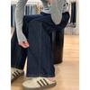 Jeans Azul Oscuro para Mujer, Tallas Grandes, Pantalones Adelgazantes, Estilo Otoño e Invierno, Pantalones de Pierna Ancha Estrechos, Cintura Alta, Pantalones Rectos Holgados