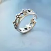 Anillo Abierto de Corona Vintage para Mujer, Anillo Creativo Estilo Dulce Fresco Floral, Anillo de Cola de Plata 925, Anillo para el Pie con Sentido de Diseño