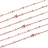 Pulseira de Corrente com Contas Pequenas e Clipe Cruzado de Aço Inoxidável Acessórios para Joias Artesanais DIY Colar Banhado a Vácuo Ouro 18K