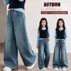 Jeans Vintage para Niñas Primavera y Otoño 2026 Nuevo Estilo Pantalones Rectos de Moda para Niños Mayores, Versión Coreana Pantalones Holgados, Moda de Otoño