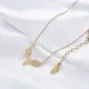 Moda 2023 Elegante Cadena para Clavícula Diseño de Nicho Sentido de Diseño Microincrustado Zirconia Alas de Ángel Collar Primera Joyería para Mujer
