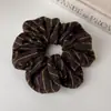 Lazo para el pelo de punto de lana con rayas diagonales en bloque de color, elegante y versátil, de alta gama, con textura, para Otoño/Invierno, accesorio para el pelo tipo anillo de intestino grueso
