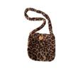 2025 Nuevo Bolso Cruzado de Felpa con Estampado de Leopardo, Monedero, Hombro Único, Moda Exterior, Bolso Cruzado de Felpa Versátil