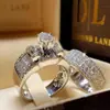 Anillo de diamante dos en uno transfronterizo anillo de bodas anillo de compromiso anillo Europa y Estados Unidos moda venta al por mayor