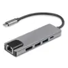 Estação de Docking Tipo-C Oito em Um Transfronteiriça com Placa de Rede de 100m, Dock de Expansão Hub USB 3.0 para Computadores, Hub 8 em 1