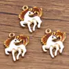 1 2 cores 16X20mm aço inoxidável esmalte dourado gota de óleo animal pingente de joia DIY pingente de cavalo