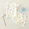 Ropa de Algodón Puro para Casa de Niños Traje de Manga Corta para Bebé Verano Manga Media Infantil Delgado Verano Casa Stock Disponible
