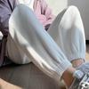 Pantalones Casuales Nuevos de Pierna Waffle, Cordón Ajustable Holgado, Cintura Alta, Slim, Pantalones Harem Casuales Versátiles para Mujer a la Moda