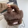 Bolso de felpa simple y elegante para mujer, versátil y lindo, con correa de cadena, se puede llevar como bolso de hombro, bolso cruzado o bolso de mano, ofreciendo un aspecto de alta gama, y también funciona como bolso de felpa para teléfono
