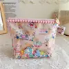 Bolsa de maquiagem transparente de TPU com glitter e estampa de coelho Amore, bolsa para guardar batom, bolsa de armazenamento para uso diário
