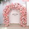 Arreglo floral artificial de alto nivel con flores rosas para bodas, arco de luna para bodas, flores para bodas