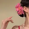 Pin para el Cabello de Flor Rosa Pura, Deseable y Etéreo, con Borlas Florales Frescas, Nuevo Accesorio para el Cabello Elegante Estilo Chino Hanfu