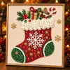 Pintura de Diamantes Navideña Kit Acrílico DIY Papá Noel Adorno Colgante Decorativo Navideño Pintura de Perlas Hecha a Mano