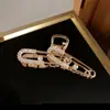 Grampo de Cabelo Headwear Fivela Pin Pérola Strass Presilha Pinça Feminino Estilo Coreano Elegante Elegante Grande Parte de Trás da Cabeça Presilha Tubarão