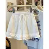Shorts de Encaje Blanco para Mujer 2025 Estilo Caliente Súper Caliente Otoño Tallas Grandes mm Gorditas Aspecto Adelgazante Pantalones Falda de Corte A Pantalones de Pierna Ancha