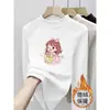 Ropa interior térmica de forro polar para niñas, cuello medio alto, estampado de dibujos animados, capa interior cálida, top de forro polar cepillado para niños, ropa para niños, manga larga