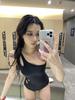 Maiô para Mulheres 2025 Novo Estilo Coreano Fashionável Slim Sexy de Uma Alça Peça Única Maiô Cor Pura Bonito Maiô para Fonte Termal