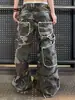 Jeans de Camuflaje de Comercio Exterior Estilo Europeo y Americano para Hombre Rectos Holgados de Pierna Ancha, Pantalones Largos de Moda de Calle para Primavera y Verano