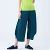 Calça de Perna Larga Design Miyake Pingente Feminino Calça Casual Feminina Verão Calça Plissada de Alta Qualidade Calça Solta Hallen