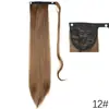 Cinta Mágica Transfronteriza de Comercio Exterior Europea y Americana Cola de Caballo Recta Seda de Alta Temperatura Cabello Largo Recto Cola de Caballo Esponjosa Alta para Mujeres