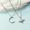 Luz de Luxo Completo Diamante Estrela de Seis Pontos Crescente Colar de Pérolas Design Sentido Internet Celebridade Elegante Simples Estilo Frio Nova Cadeia de Prisão
