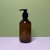 Botella de Plástico Marrón de 300/500 ml para Gel de Ducha y Champú, Botella Pequeña con Bomba para Gel Antibacterial