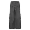 Calça de Trabalho Multibolsos Outono Design Moderno Lavagem Desgastada Marca Tendência Solta de Perna Larga Reta Masculina Calça Multibolsos