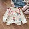 Ropa Infantil Hermana Pequeña Otoño Nuevo Estilo Versión Coreana Niñas Dibujos Animados Graffiti Falso Dos Piezas Camiseta Jeans Rectos de Cuadros