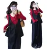 Conjunto de Maternidad Otoño/Invierno 2026: Mono Elegante Ajustable con Camisa Base de Manga Acampanada, Conjunto de Dos Piezas para Mujeres Embarazadas