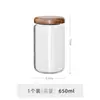 Frasco transparente de almacenamiento pequeño de madera de acacia japonés redondo para té snacks de frutas secas granos frasco de almacenamiento sellado de vidrio