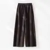Nuevos pantalones de pierna ancha con cordón elástico, mezcla de acetato y lana, estilo otoño, pantalones casuales sueltos y con caída, engrosados